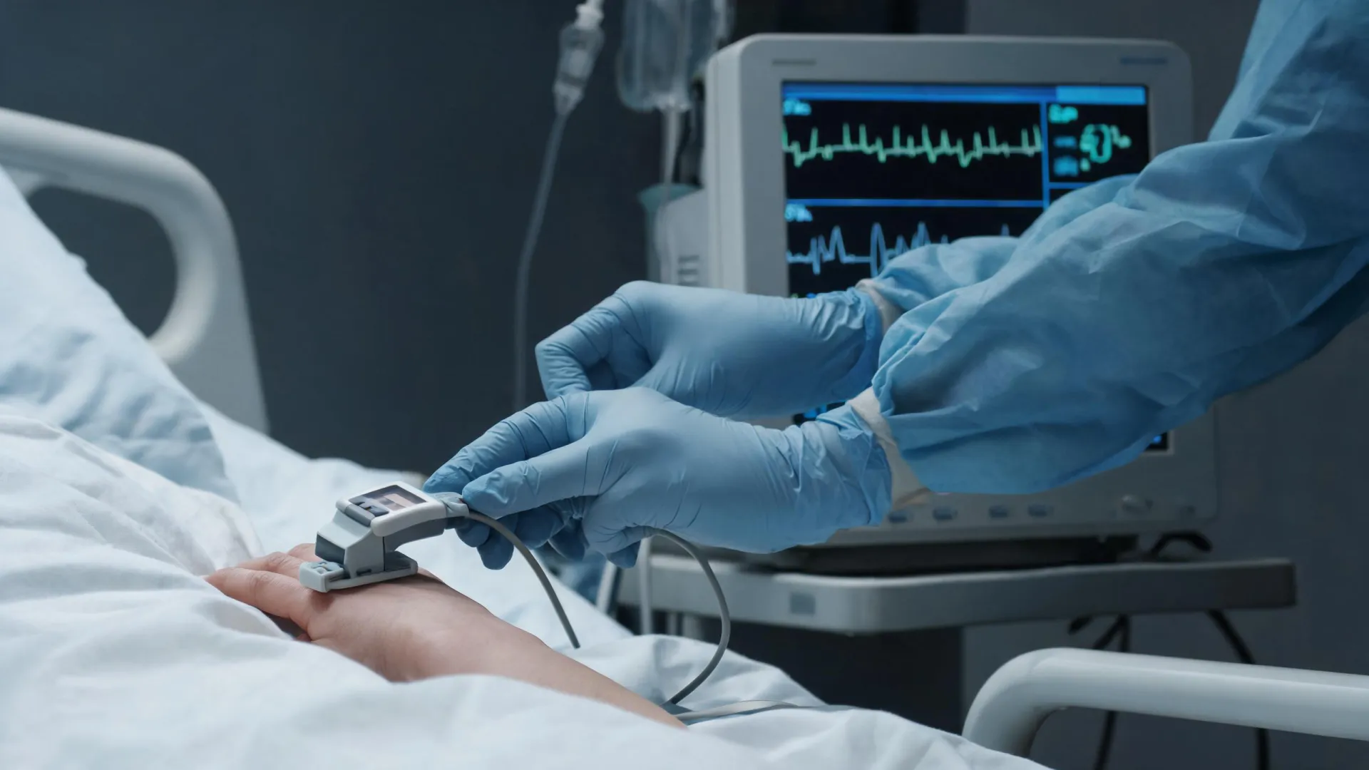 Hospital bedside pulse oximetry monitoring without patient face
